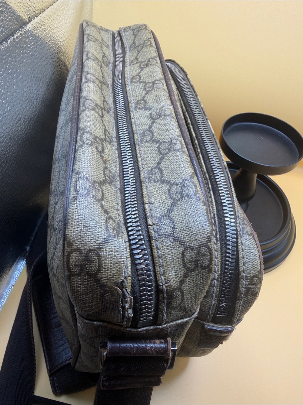 Gucci Brown GG Supreme Belt Bag with Dark Leather Trim - Picture 4 of 7